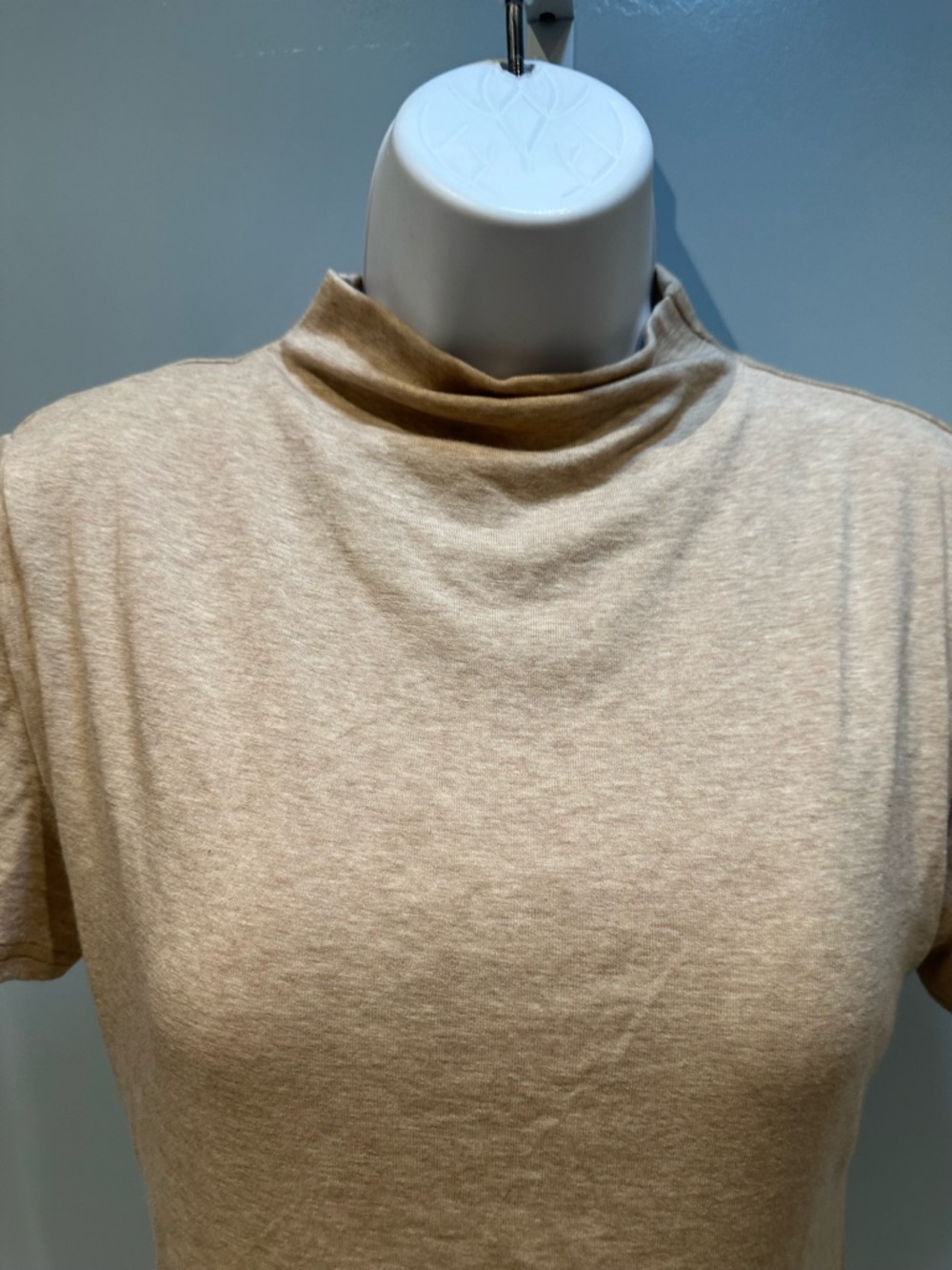 OGL Women's Short Sleeve Built-In Bra Top in Light Beige - Picture 8 of 16